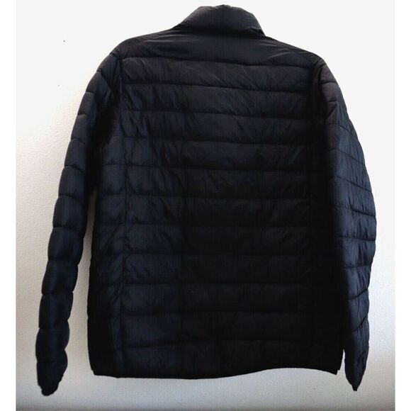 TSLA Men's Sz M Black Lightweight Packable Full Zip Accent Puffer Winter Jacket - Picture 2 of 16